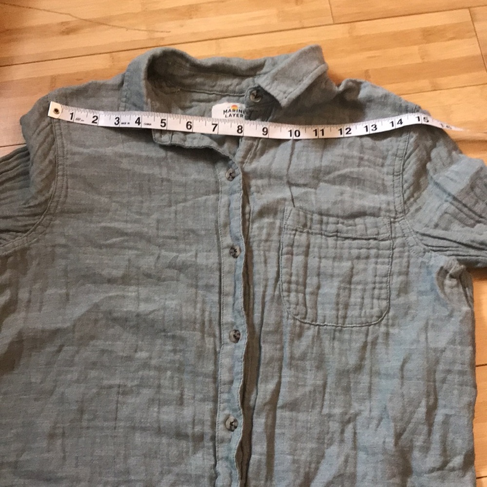 Marine Layer Beldon Button Down Shirt Thyme Green… - image 8